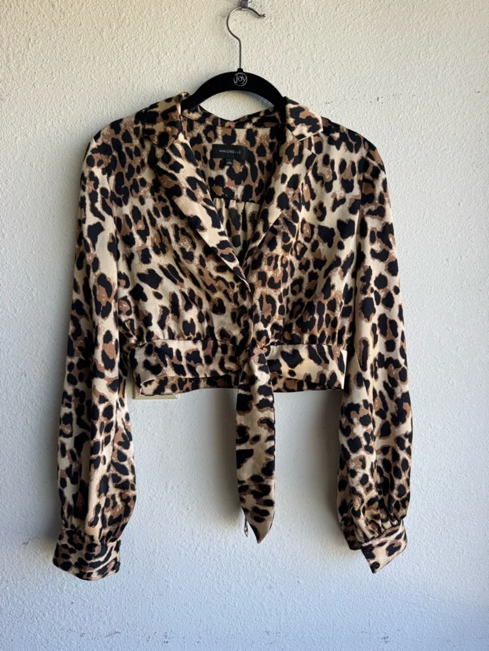 MAJORELLE Del Mar Thai front long sleeve Top in Tan Cheetah size S - Picture 2 of 6